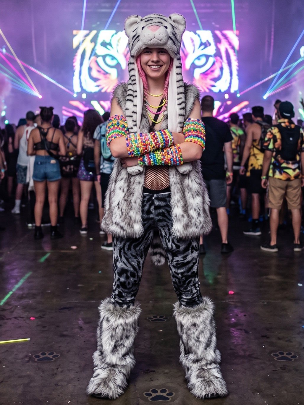 The Kandi Overlord — a rave outfit with beaded kandi bracelets